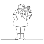 Continuous Line Drawing Santa Claus Standing With Sack Full Gifts Vector Illustration