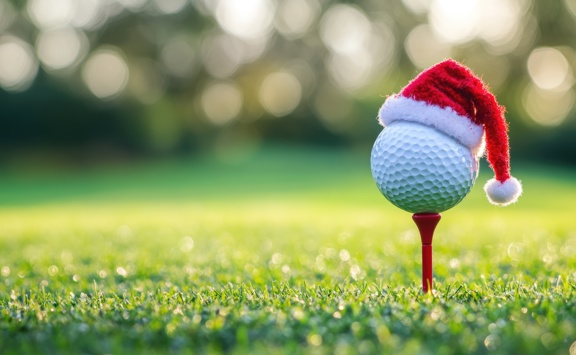Christmas Golf Festive Golf Ball Tee With Santa Claus Hat Holiday Season Golf Course