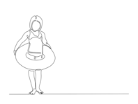Continuous One Line Drawing Kid Wearing Swim Ring (1)